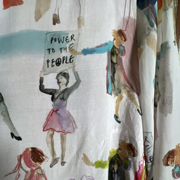 Riani Woman's Pink Power To The People Size 10 Artwear Long Sleeve Button Down - Picture 1 of 16